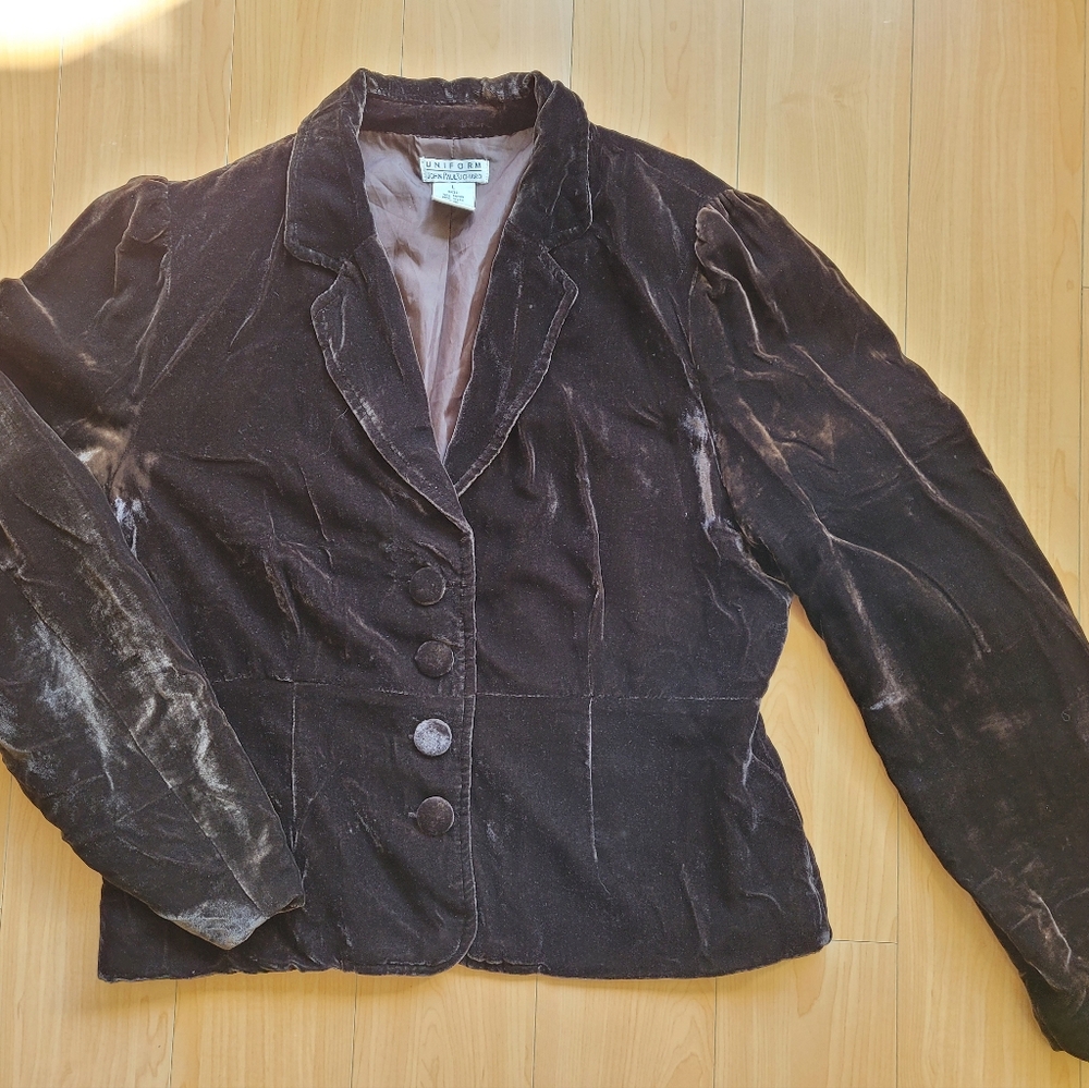 JOHN PAUL RICHARD Sz L Chocolate Velveteen Blazer